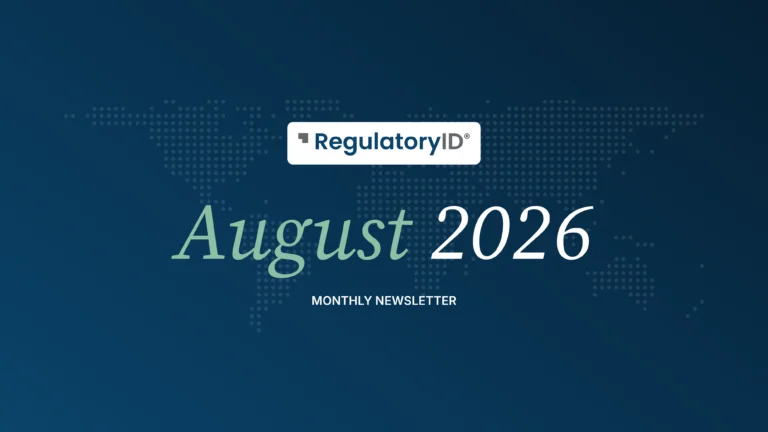 RegulatoryID August 2026 monthly newsletter cover