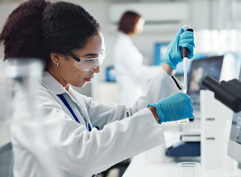 Pharmacist testing medication formula