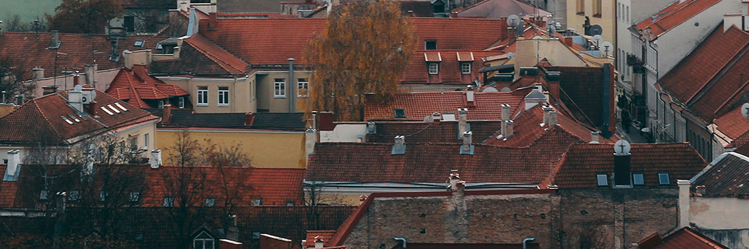 Red tiled rooftops of an old town in Lithuania